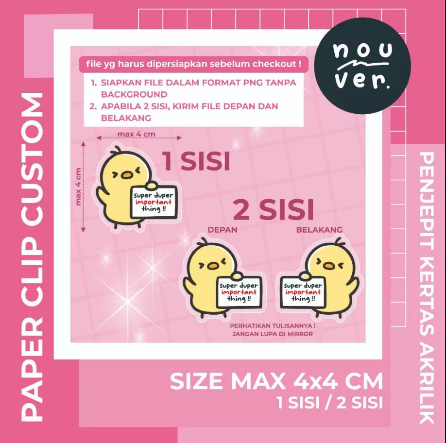 Paperclip / Penjepit Kertas Akrilik Custom